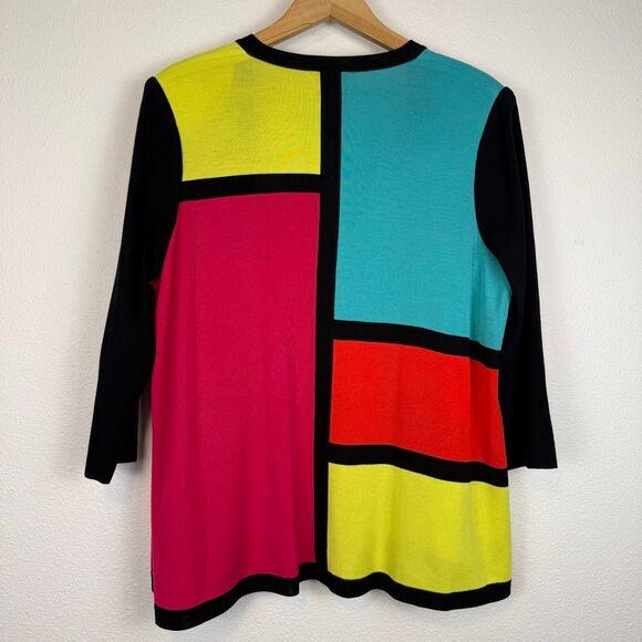 Misook Colorblock Open Front Cardigan Size PL - Picture 6 of 8